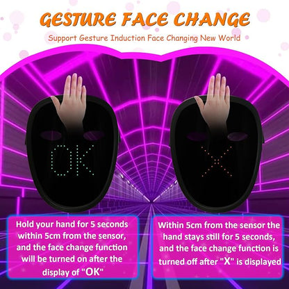 Led Mask with Gesture Sensing, Light up Face Transforming Mask - Image 5