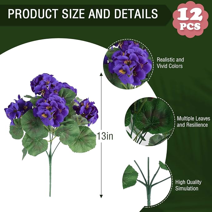 Hananona Artificial Geranium Flowers - Image 3