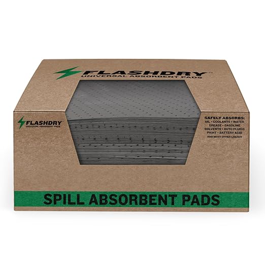 FlashDry - Universal Spill Absorbent Pads | 17.5” x 13.5” x 2mm Oil and All by FLASHDRY