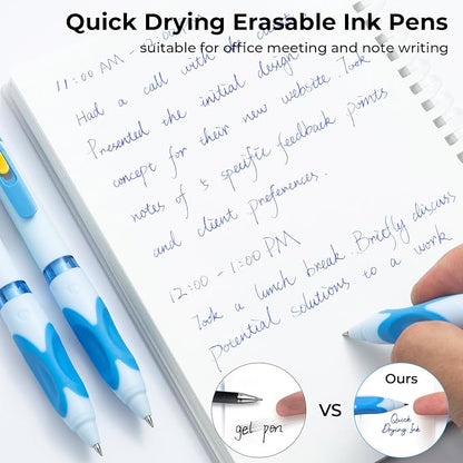 M&G 3 Pcs Retractable Erasable Gel Pens, 0.5 mm Blue Ink Gel Pen, Extra Fine - Image 4