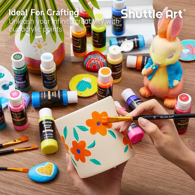 Shuttle Art 100 Colors Acrylic Paint, 2oz/60ml Bottles, Include 2 Sets of 12 - Image 7