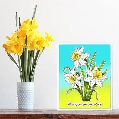 ORIGACH Realistic Daffodil Flower Stamps and Dies and Layering Coloring Stencil - Image 6