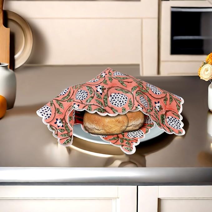 Ridhi Dark Salmon Pink Hand Block Print Napkins 18" x 18" Set of 4 Reusable - Image 8