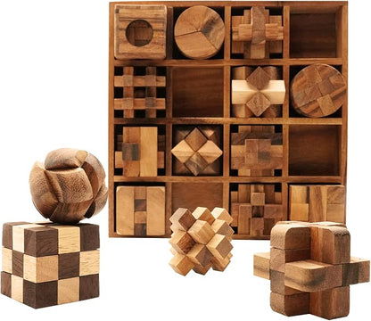 BSIRI 16 in 1 Wooden Brain Teaser Puzzles - Image 2
