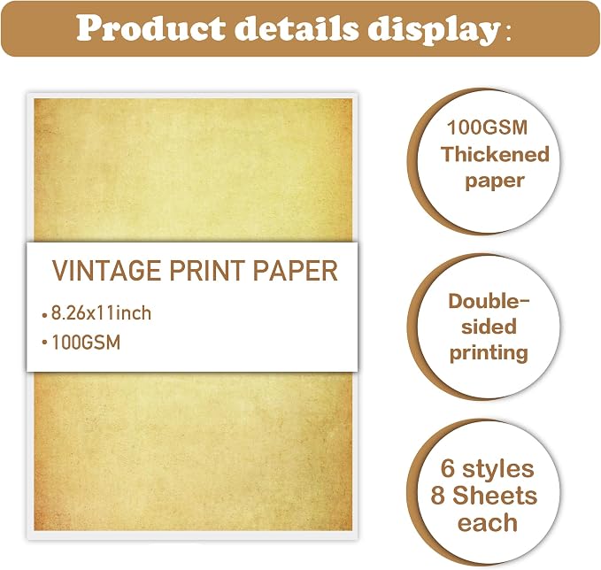 48 Sheets Vintage A4 Double-Sided Printing Paper - Image 3