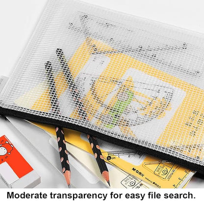 AUSTARK 10 Pcs Zipper File Bags, Waterproof Plastic Mesh Pouch - Image 4