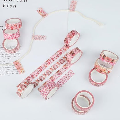 12 Rolls Fairy Washi Tape Set, Fairy Mushroom Butterfly Floral Decorative Tape - Image 5