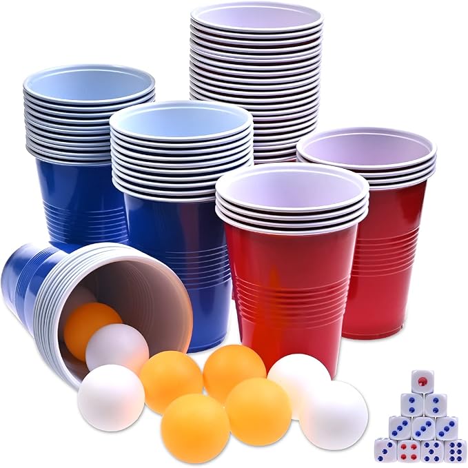 GOLDGE 60 Packs 16 Oz Plastic Party Cups Reusable in Red and Blue by GOLDGE