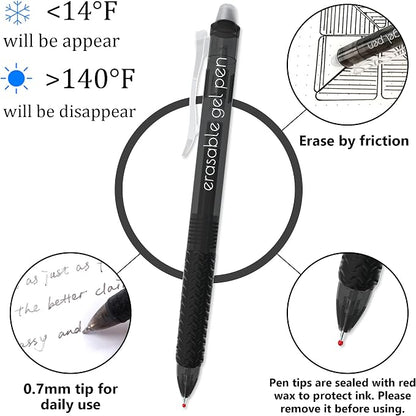 Vanstek 18 Pack Retractable Erasable Gel Pens Clicker, 9 Black & 9 Blue - Image 3