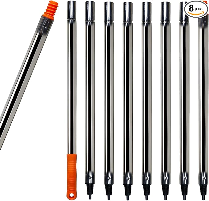 8 PCS Total 10 Ft Extension Pole, Paint Roller Stainless-Steel Threaded by SACKORANGE