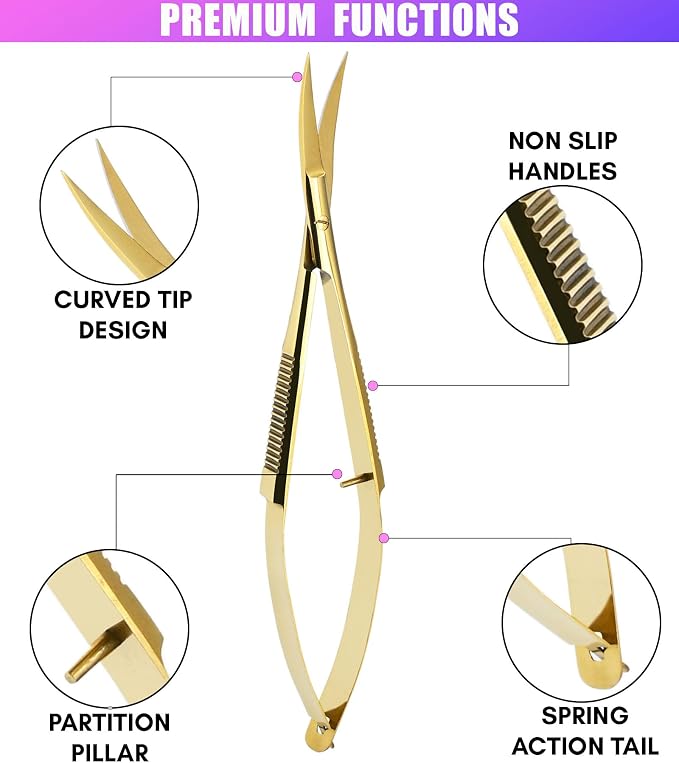 Cross Edge Curved Spring Scissors 5 Inch Stainless Steel Precision Eyebrow & - Image 7