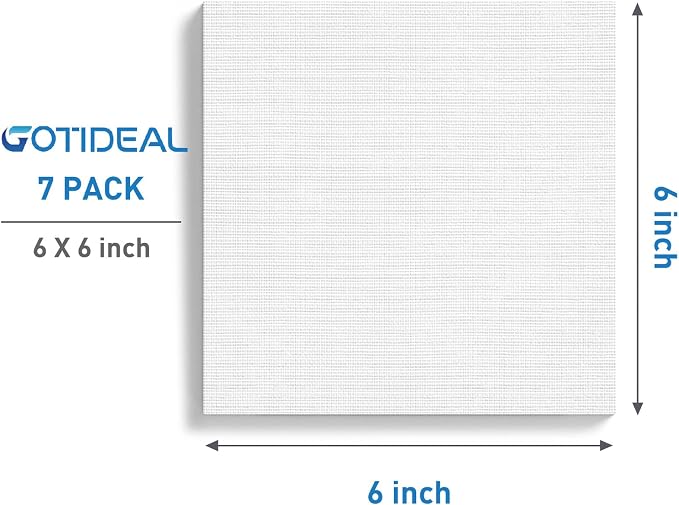 GOTIDEAL Stretched Canvases for Painting, 6x6" Inch Set of 7, Primed White - Image 2