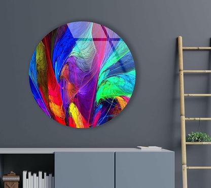 My Photostation.com 31.5'' Diameter Neon Colors Abstract Round Glass Wall Art - Image 7