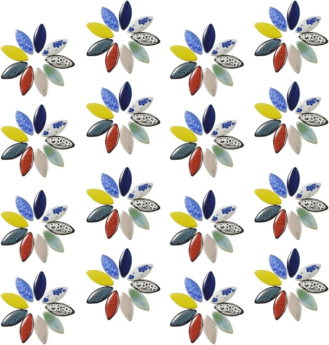 70 Pcs Petal Ceramic Mosaic Tiles, Polished Edge, Cottage Style, Floral Pattern - Image 5