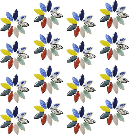 70 Pieces Petal Mosaic Tiles Ceramic Tiles, Bulk Stained Ceramic Pieces Supplies - Image 5
