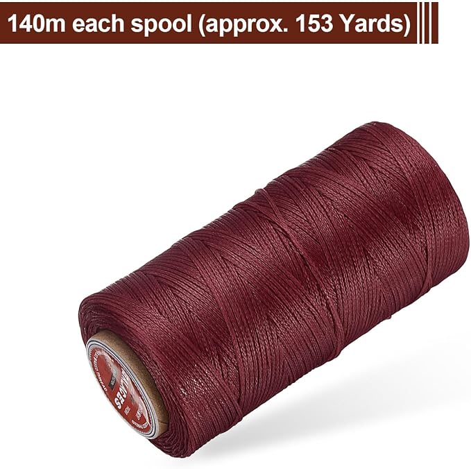 uxcell Flat Leather Sewing Waxed Thread, 140m / 153 Yards Polyester Wax String - Image 3