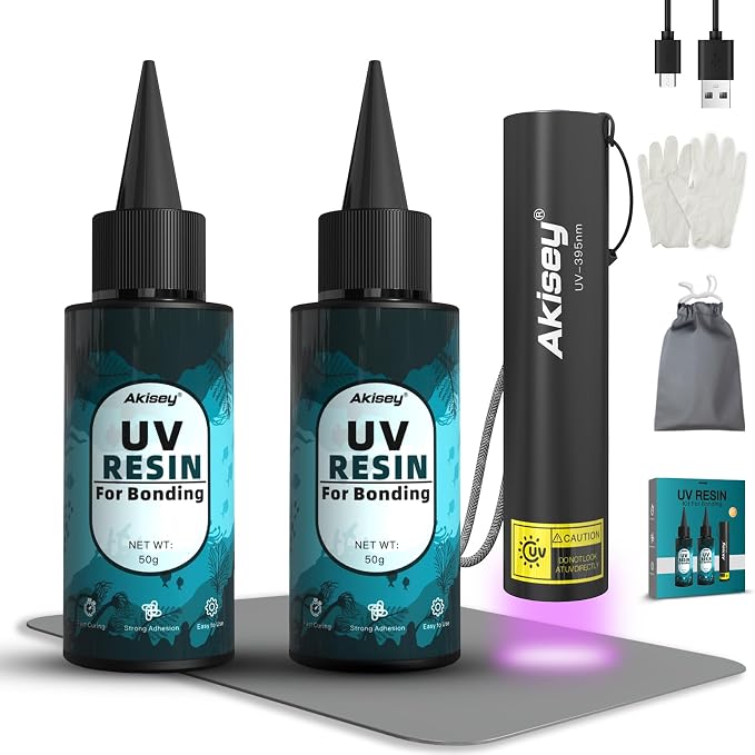 UV Resin Kit with Light, 100g UV Resin with Rechargeable 395NM UV Flashlight by AkiseyDirect