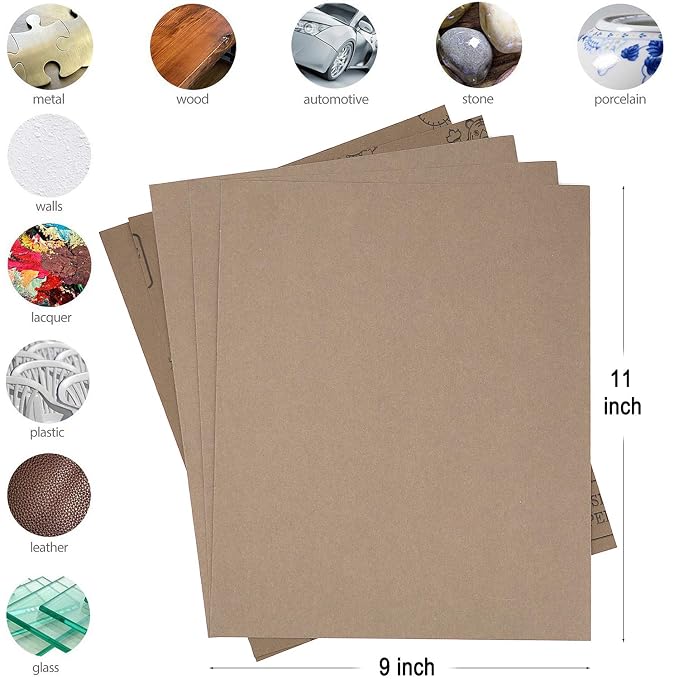9x11 inch 5 Sheets Sandpaper, Wet or Dry 15000 High Grit Extra Fine Sand Paper - Image 2