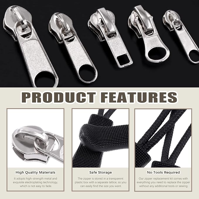 250Pcs Zipper Replacement Zipper Repair Fix Kit Zipper Slider Set - Image 3