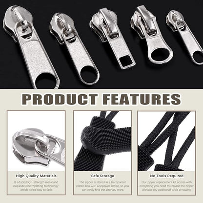 250Pcs Zipper Replacement Zipper Repair Fix Kit Zipper Slider Set - Image 3