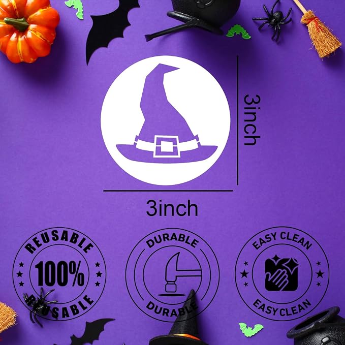 Halloween Stencils for Painting on Wood 3inch Reusable Pumpkin Ghost Face - Image 2