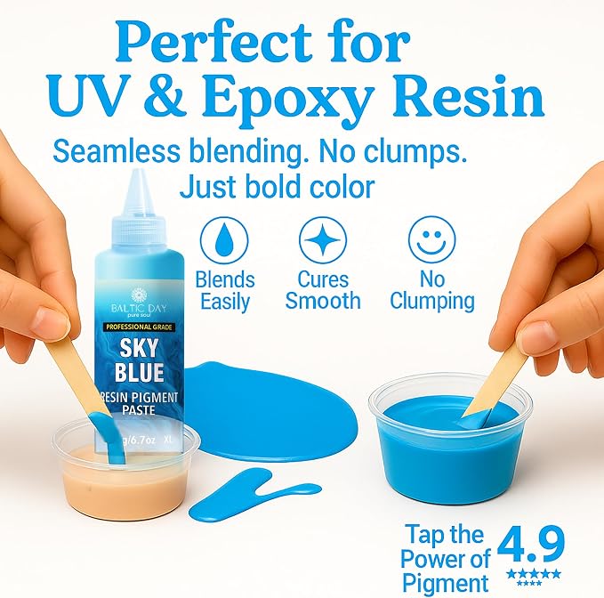 BALTIC DAY Sky Blue Epoxy Resin Pigment Paste XL – Opaque Epoxy Dye & High - Image 5