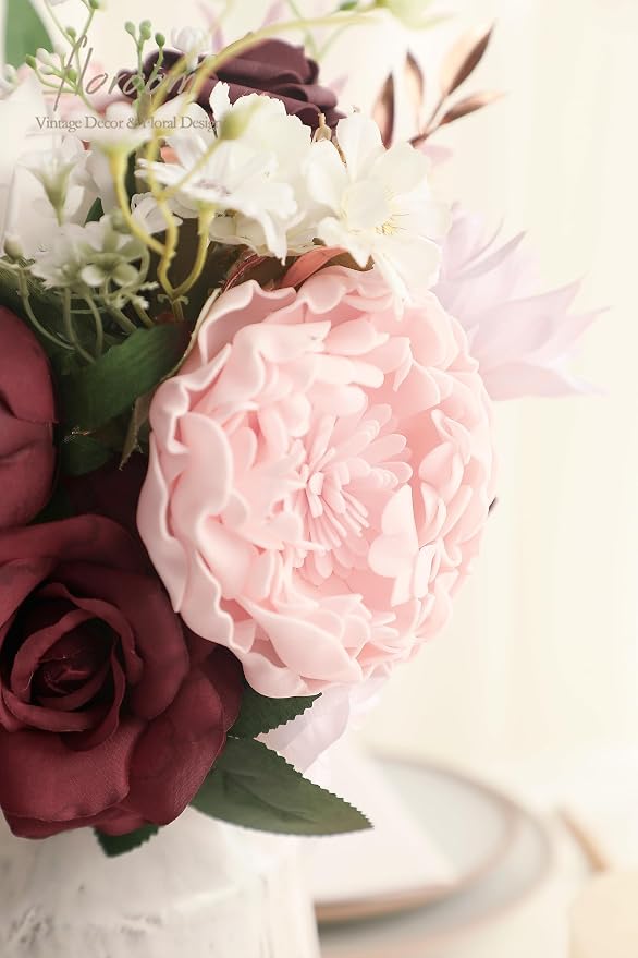 Floroom Artificial Flowers 16pcs 4" Blush Blooming Peonies Real Looking Foam - Image 5