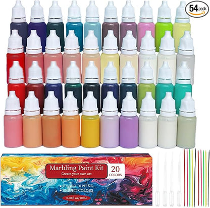JAJADO 54 Pcs Water Marbling Paint Kit, Water Paint Marbling Ink & Turkish by JAJADO