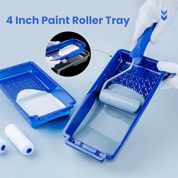 Mister Rui Paint Tray 4 Inch, 5 Pack, Plastic Paint Tray, Textured Paint Roller - Image 5