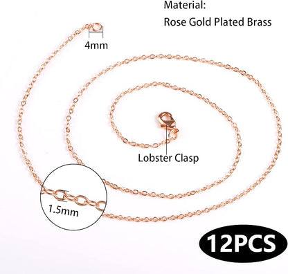 ALEXCRAFT Wholesale 12PCS Rose Gold Plated Solid Brass Chain Hypoallergenic - Image 5