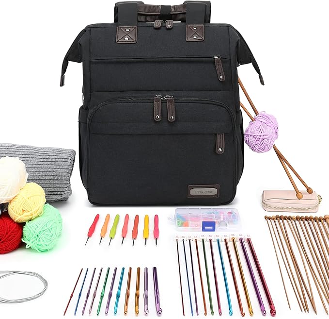 Crochet Backpack, Knitting Bag Backpack Yarn Storage Organizer Travel Crochet - Image 2