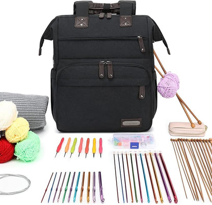 Crochet Backpack, Knitting Bag Backpack Yarn Storage Organizer Travel Crochet - Image 2