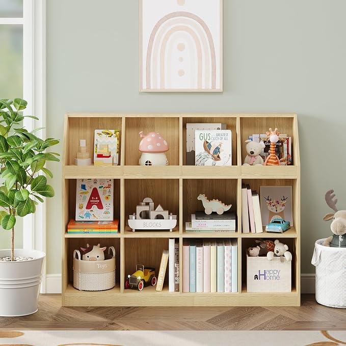 12-Cube Wooden Storage Bookcase - Image 7