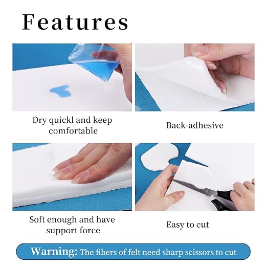 Pllieay Adhesive Felt Premium Grade, Orthopedic Felt Roll 1/4" x 6" x 2.5yd. - Image 4
