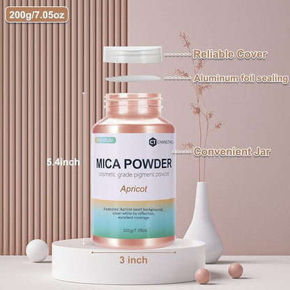 Mica Powder, 7.05OZ（200g）, Apricot Mica Powder Pigment - Image 3