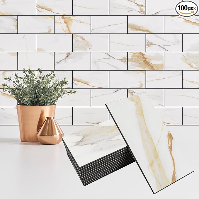100 Pieces Peel and Stick Backsplash by StyloVue