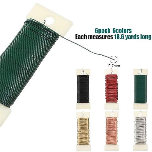 6 Rolls 112 Yards Floral Flexible Paddle Wire Floral Bind Wire - Image 2