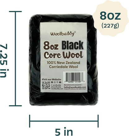 Woolbuddy Needle Felting Wool – 8oz Chunky Wool Roving in Black, Felting Wool - Image 9