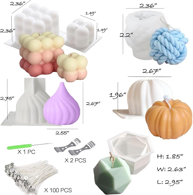 6pcs Silicone Candle Making Molds Kit Set, 3D Silicone Mold - Image 2