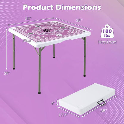 Giantex Folding Mahjong Table, Removable Noise Reduction Mat, HDPE Tabletop - Image 7