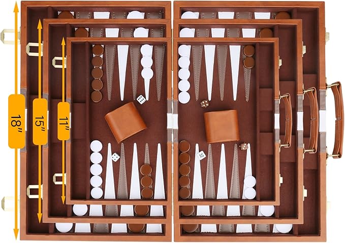 Backgammon Set - Classic Board Game - Portable Travel Strategy Backgammon Game - Image 5
