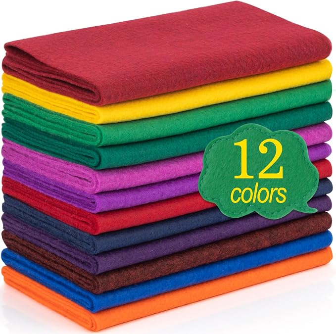 XSEINO 12 Rolls 8"x35" 1.4mm Thick Soft Felt Fabric Sheet 12 Assorted Dark by XSEINOiscreating%EF%BC%81