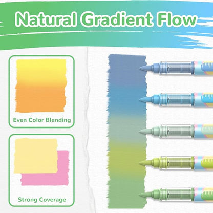 Guangna 12 Macaron Acrylic Paint Markers Set, Brush Tip Acrylic Paint Pens - Image 4