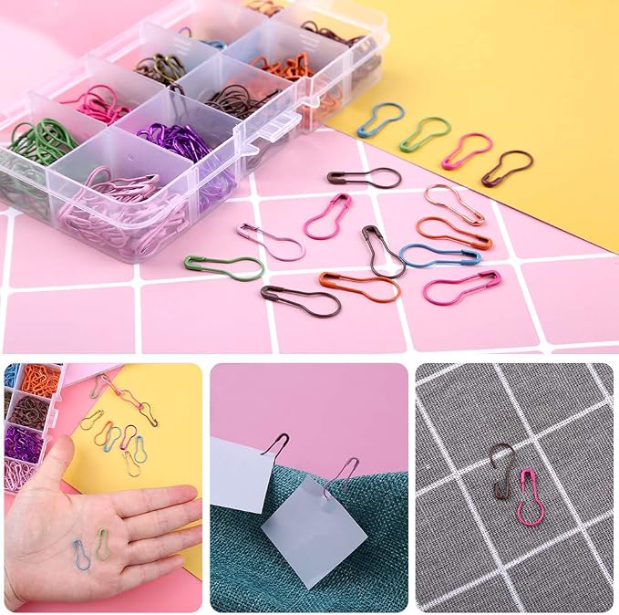 Mayboos 300 Pieces Safety Bulb Pins, 10 Colors Calabash Crochet Stitch Markers - Image 6