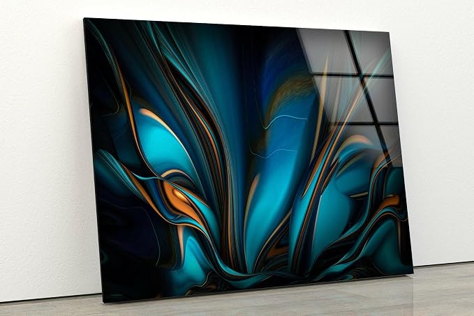 My Photostation.com 30Wx24H'' Orange & Blue Abstract Glass Wall ArtTempered - Image 5