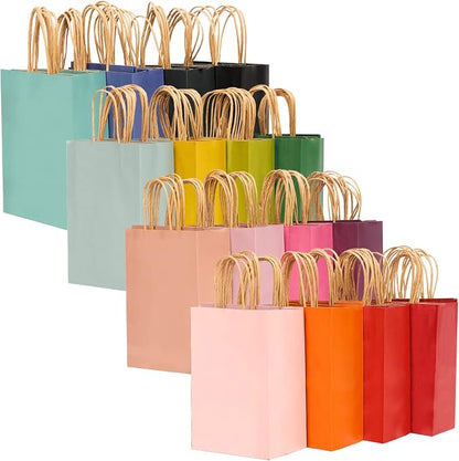 qiqee 32-Packs Paper Bags with Handles Bulk 7.6"x4.75"x10.5" Medium Gift Bags by Qiqee