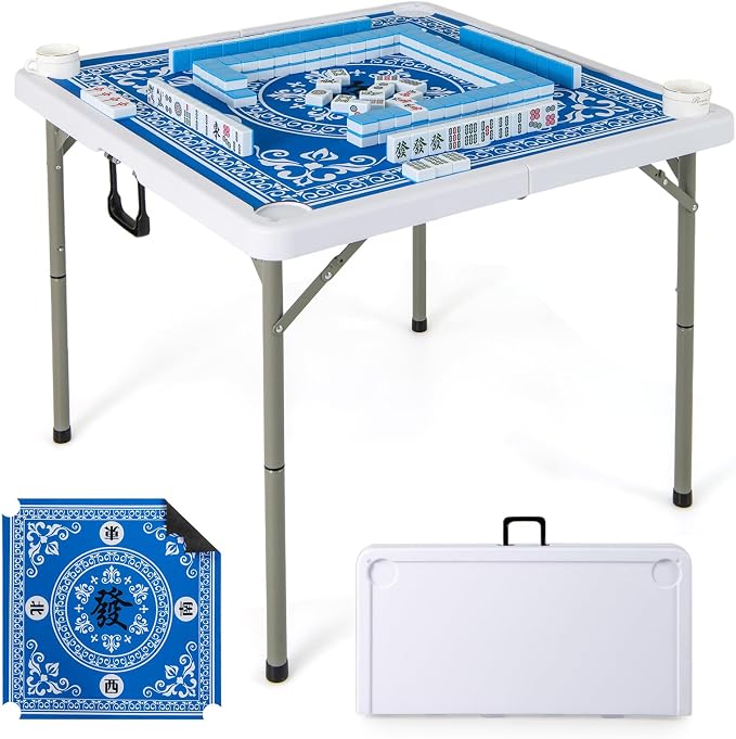 Giantex Folding Mahjong Table, Removable Noise Reduction Mat, HDPE Tabletop by Giantex
