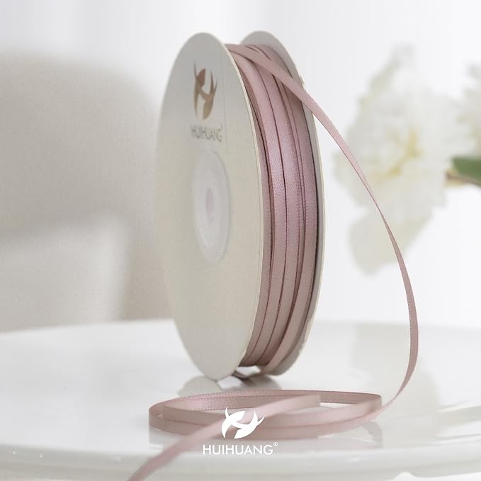 HUIHUANG Solid Color Satin Ribbon 1/8 inch x 100 Yards Roll Ribbon Double Faced - Image 4