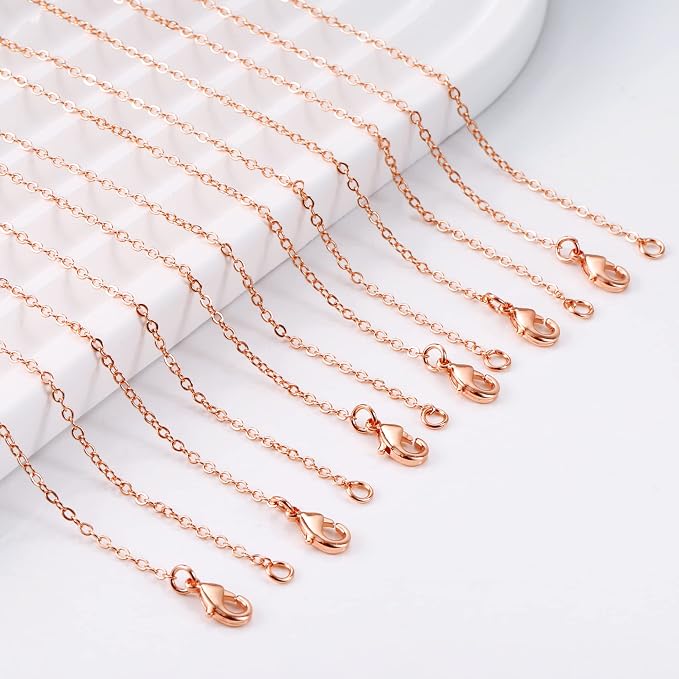 ALEXCRAFT Wholesale 12PCS Rose Gold Plated Solid Brass Chain Hypoallergenic - Image 3