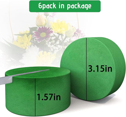 Max Shape 6Pcs Floral Foam Round Blocks, Large Wet and Dry Green Foam - Image 2